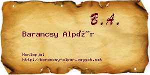 Barancsy Alpár névjegykártya